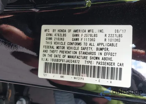 2018 Acura Tlx Tech A-Spec Pkgs z USA, uszkodzony, nr VIN 19UUB3F61JA004872